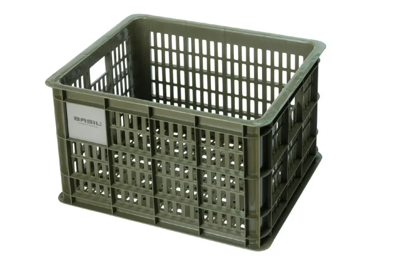 basil m 29 5l recycled bicycle crate moss green