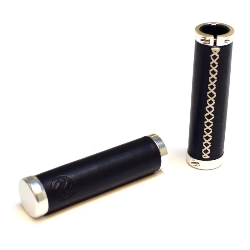 black leather lock on grips for portland bourbon premium cycling accessories