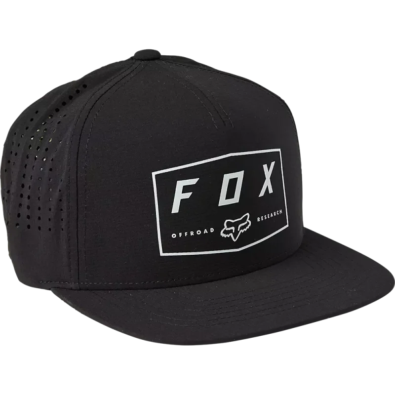 fox badge black snapback hat