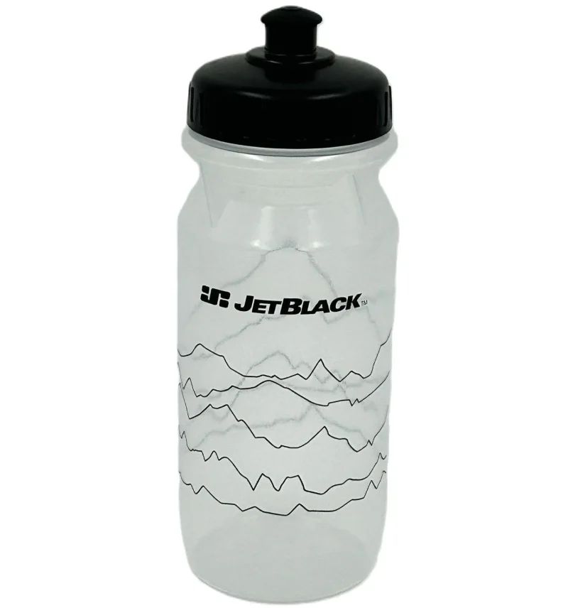 jetblack 600ml clear water bottle with black lid