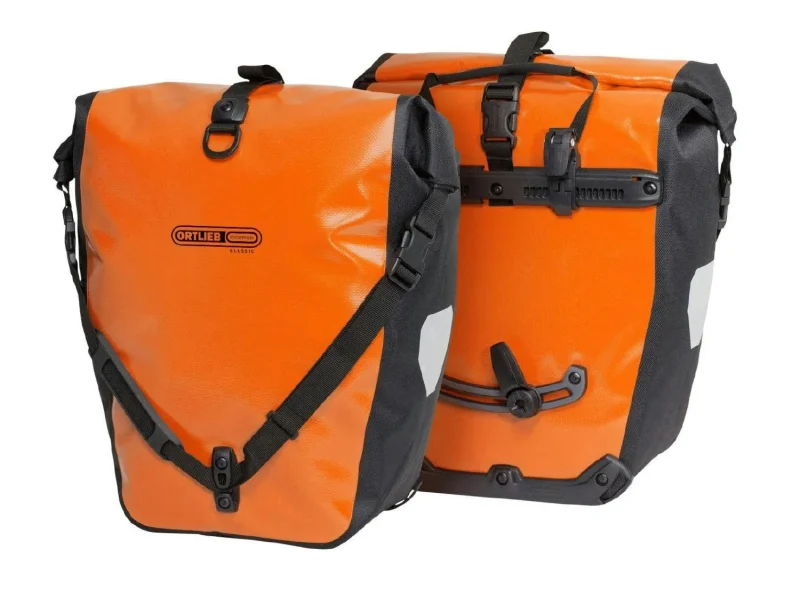 ortlieb back roller ql2 1 orange rear panniers waterproof bike bags