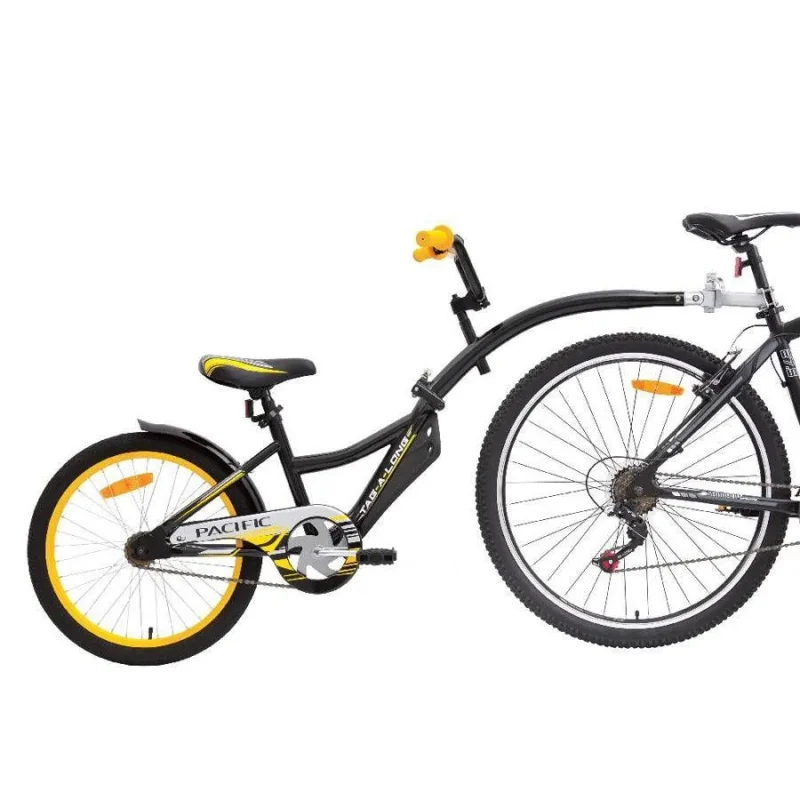 pacific tag along bike trailer black yellow