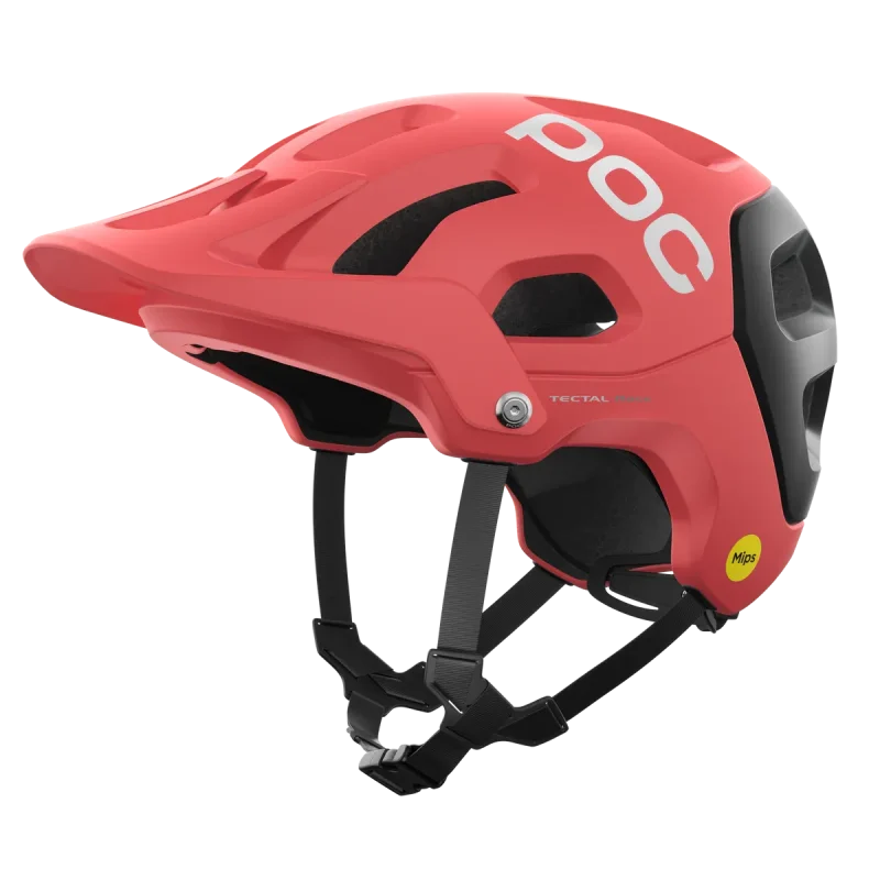 poc tectal race mips helmet coral black