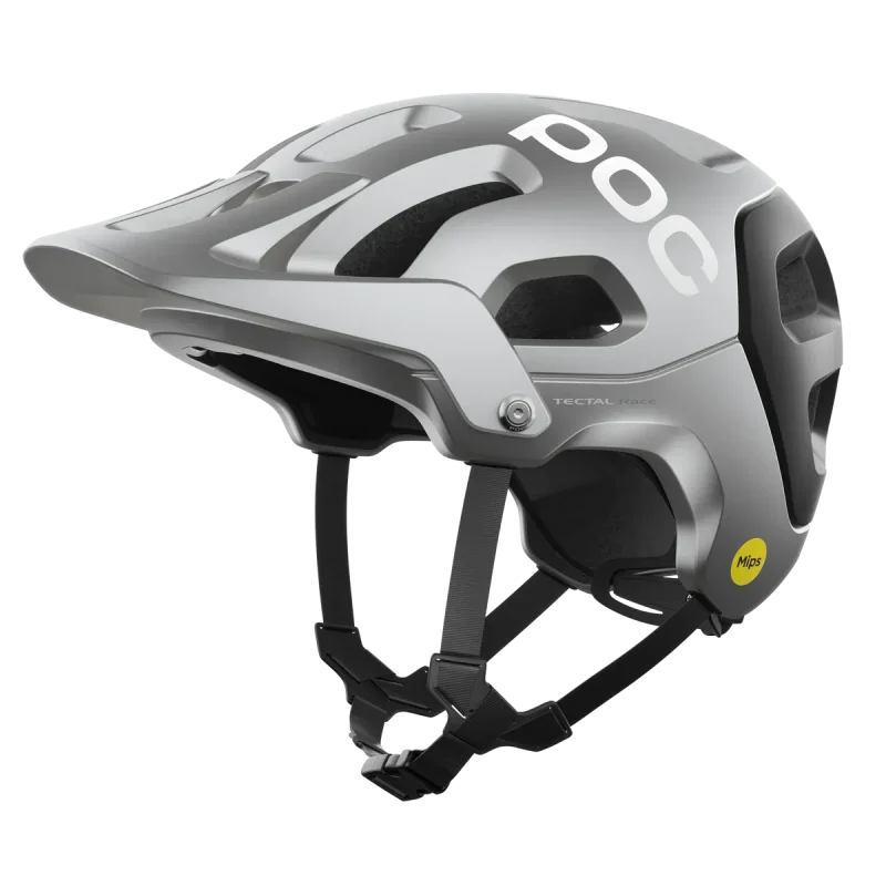 poc tectal race mips helmet silver black