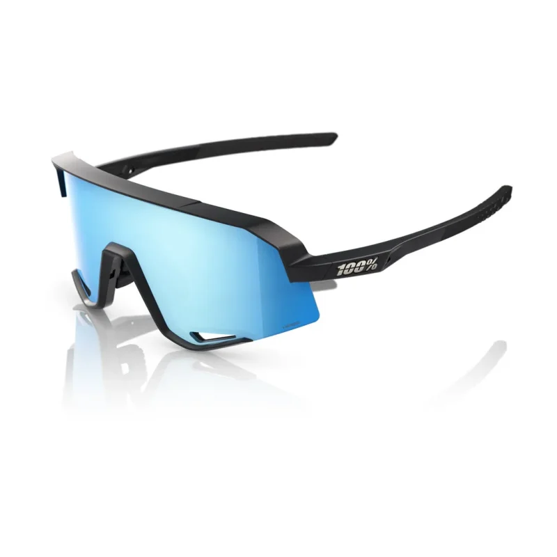 slendale 100 cycling sunglasses matte black hiper blue mirror lens