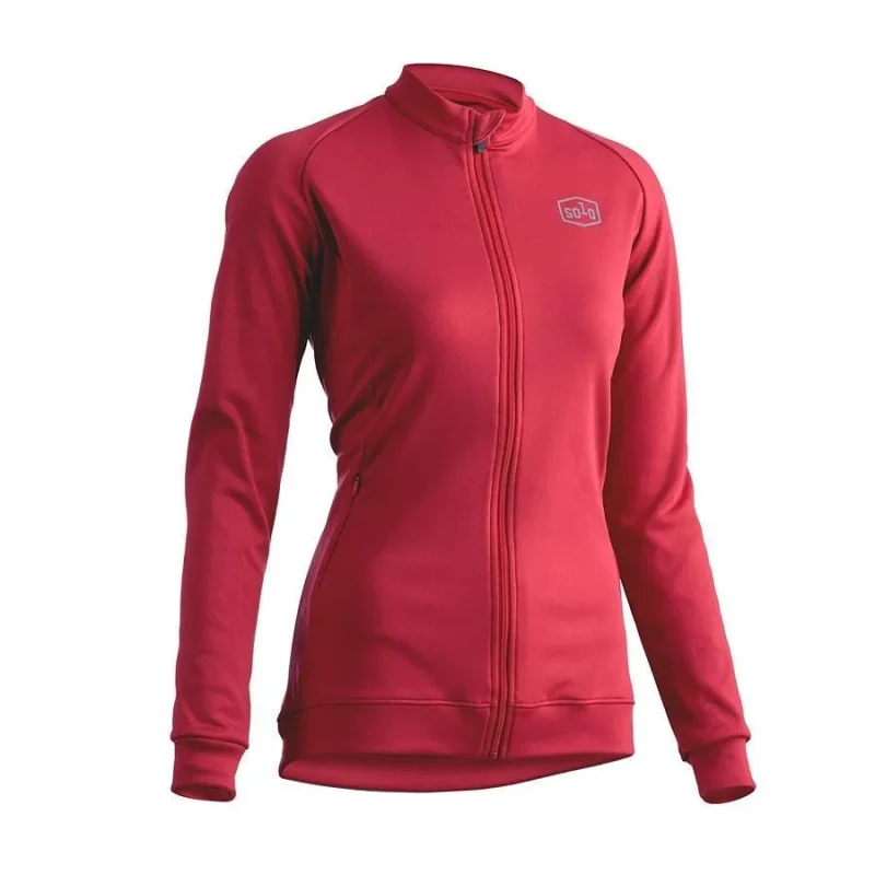 solo women s red long sleeve winter jersey