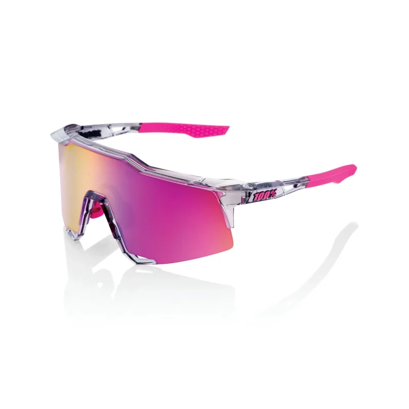 speedcraft 100 uv cycling sunglasses grey translucent purple mirror