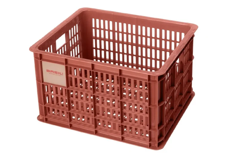 terracotta red recycled basil bike crate 29 5l