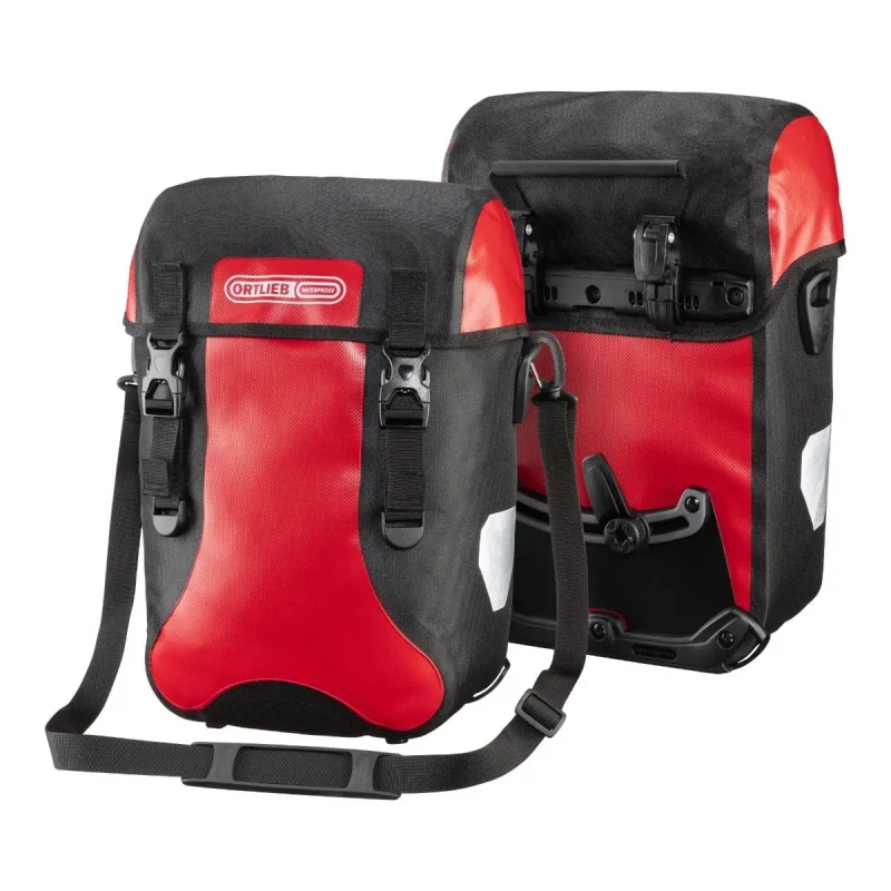 waterproof bike pannier bags pair red black